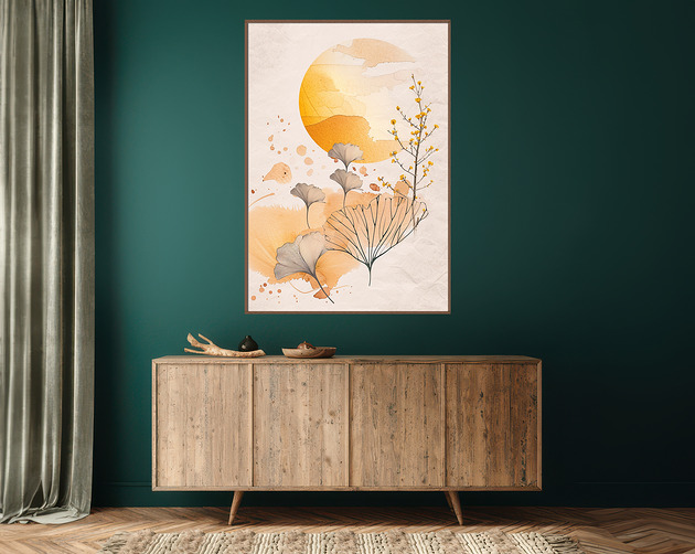 plakaty Liście miłorzębu - Plakat, druk - Chiński Orient, Zen, Wabi Sabi #115