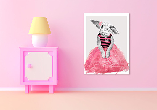 obrazy i plakaty do pokoju dziecięcego OBRAZ NA PŁÓTNIE -  80x100cm   Zajączek