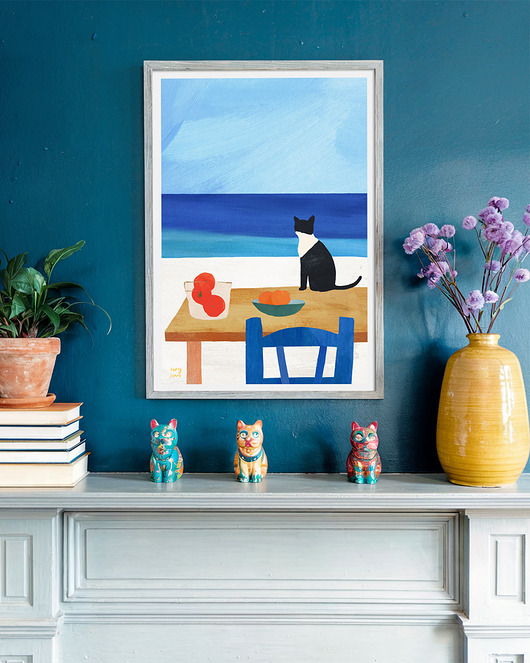 plakaty Plakat z kotem - Wakacyjny lunch