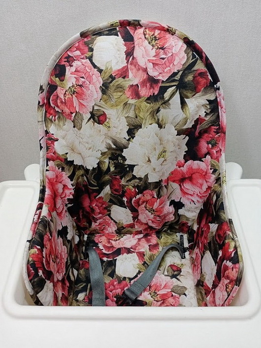 poduszki do pokoju dziecka Wkładka do krzesełka Ikea-różowe peonie