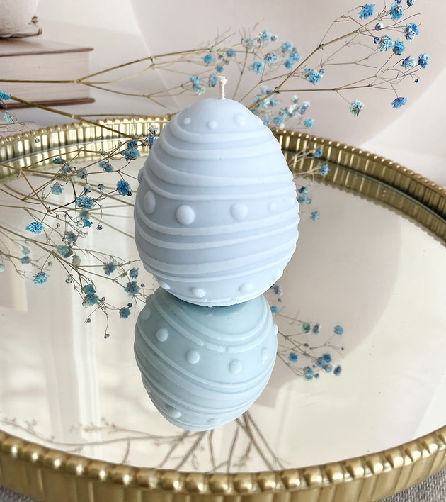 świeczniki i świece Świeca ekologiczna sojowa dekoracyjna jajko wielkanocne niebieski