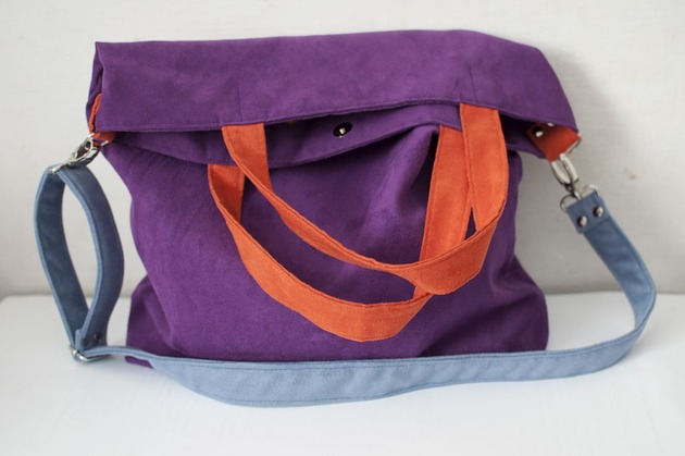 torby XXL Torba hobo XXL - fiolet,pomarańcz,szaroniebieski