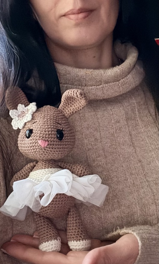 misie i maskotki Króliczek na szydełku SZYDEŁKOWY KRÓLICZEK amigurumi BALETNICA