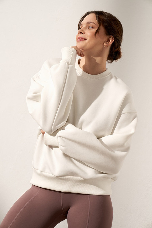 bluza bez kaptura damska Bluza do jogi JUST PERFECT Oversize Sweatshirt - vanilla s/m