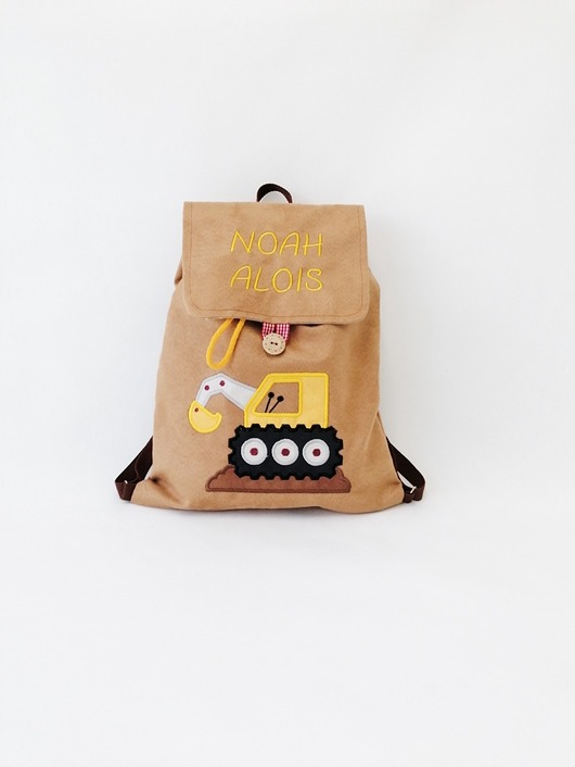 torebki, worki i plecaki dziecięce Prezent z imieniem dla chłopca - plecak z koparką