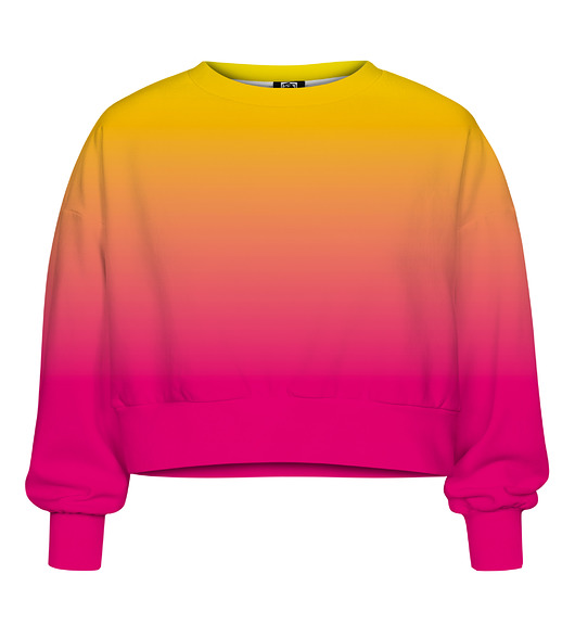 bluza bez kaptura damska DR.CROW Bluza Krótka CROP Ombre Yellow Pink