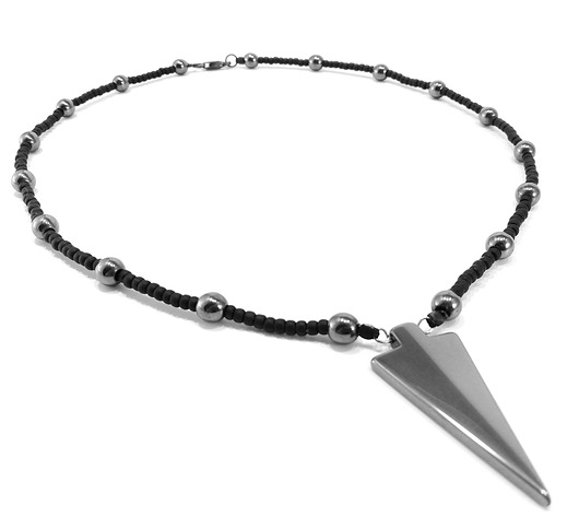 Męski Naszyjnik Dark Silver arrow - krótki kaminskydesign