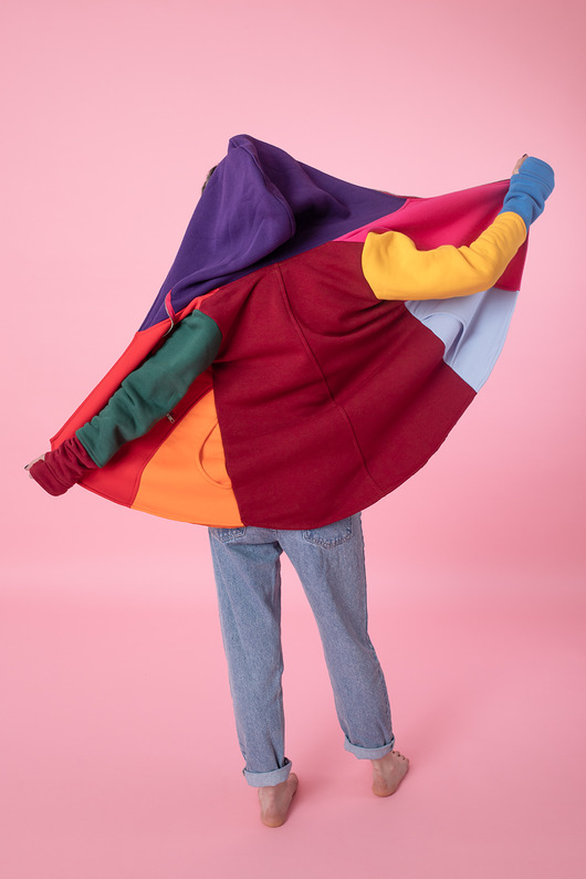 bluza z kapturem damska Bluza damska kolorowa, asymetryczna bluza bawełniana