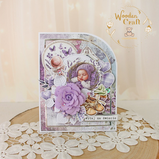 kartki, zaproszenia na chrzest Cudowna kartka z okazji narodzin maluszka, gratulacje "Violet Baby"
