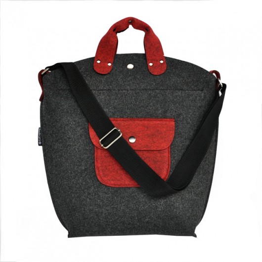 BiGGest BaG New - grafitowo czerwona z zamkiem Beltrani
