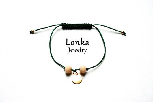 Bransoletka srebrne kółko+kryształki+sznurek Lonka Jewelry