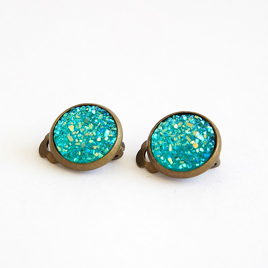 klipsy Klipsy - Druzy turkus -  brąz