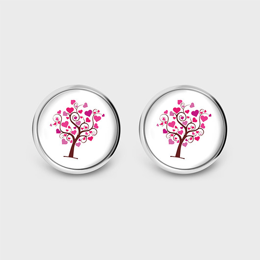 kolczyki szklane Kolczyki sztyfty - Drzewo miłości - grafika