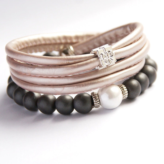 KOMPLET :: prezent idealny :: hematite & pearl kaktusia