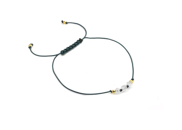 Bransoletka Kryształ Górski Sznurek złoto  Brazi Druse Jewelry