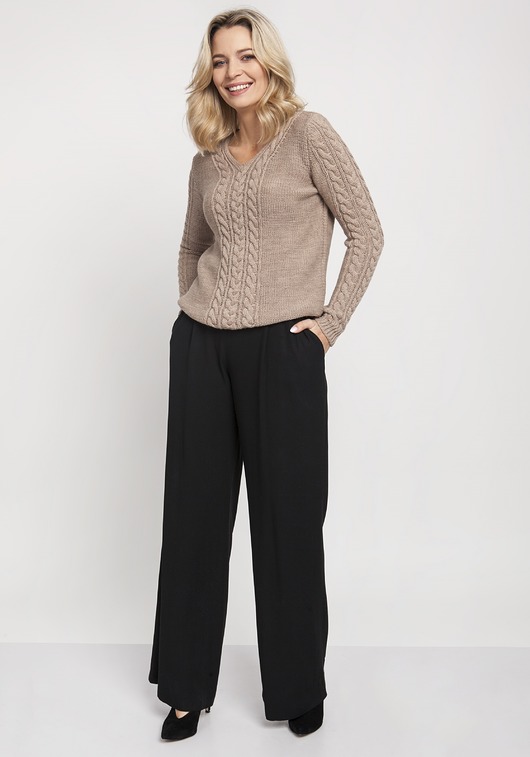 Sweter z dekoltem,SWE186 mocca MKM MKMswetry