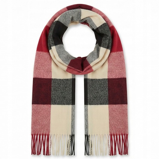 szale damskie Szalik Damski kaszmirowy w kratkę czerwony czarny kolorowy szal prezent
