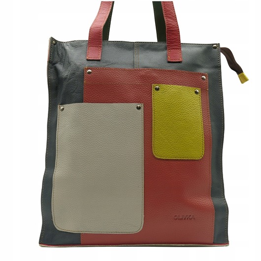 torby na ramię Torebka damska na ramię, shopper, duża, pojemna, mieści A4 skórzana OLIVKA
