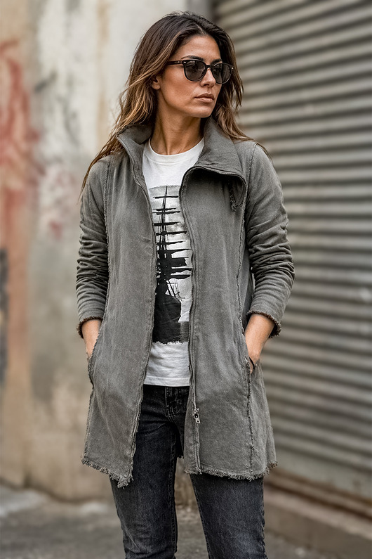 bluza bez kaptura damska Bluza UNDERWORLD Asymmetrical Zip ARC szary/grafit