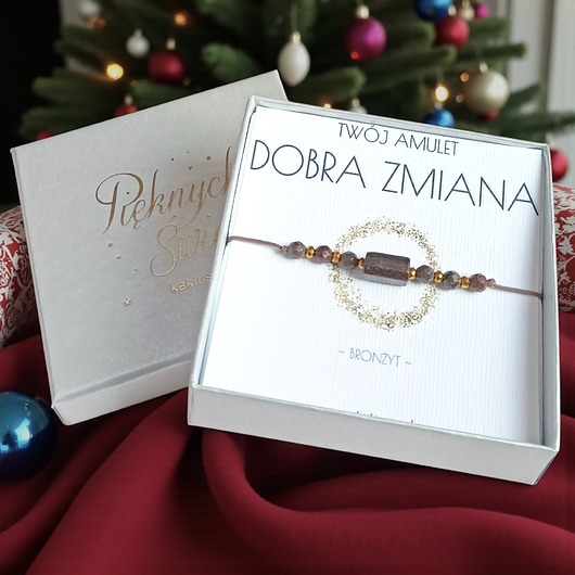 bransoletki z kamieni naturalnych Amulet - DOBRA ZMIANA - świąteczne pudełko - BRONZYT