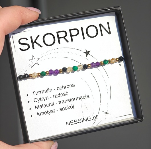 bransoletki z kamieni naturalnych SKORPION bransoletka zodiakalna na gumce