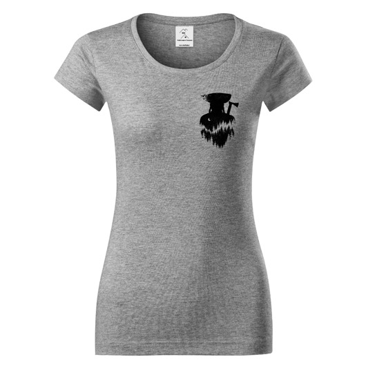 t-shirt damskie Tatra Art Legenda Janosika pocket damska koszulka szara