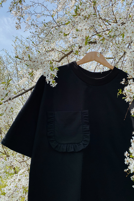 t-shirt damskie Koszulka oversize z kieszonką