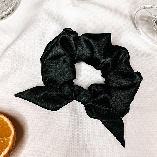 gumki do włosów Black Bunny Scrunchie - gumka ze wstążką
