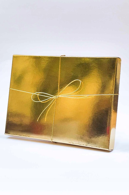 kartki scrapbooking Złote Pudełko na pieniądze i kartkę, Ślub Chrzest, 12x17cm, KOPERTA