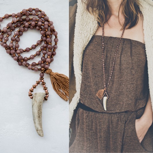 miedziana HIMALAYA MALA /// naszyjnik z jadeitu  NOMAD ACCESSORIES