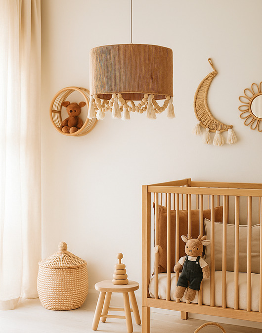 lampy wiszące Lampa wisząca juta, koraliki, chowsty