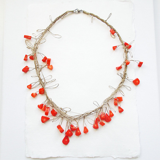 kolie Koralowa wyspa Naszyjnik lniany