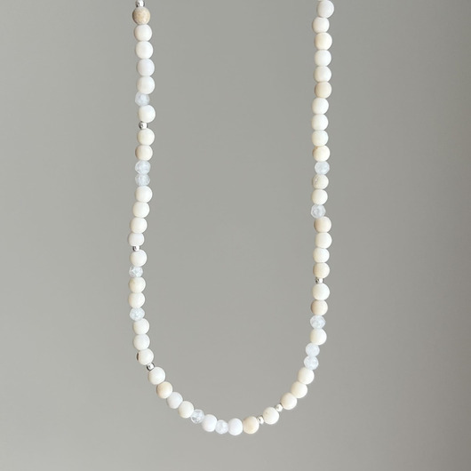 korale Naszyjnik MATOWY KAMIEŃ RZECZNY kamienie naturalne