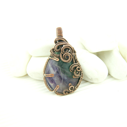 wisiory Fluoryt wisiorek wire wrapping