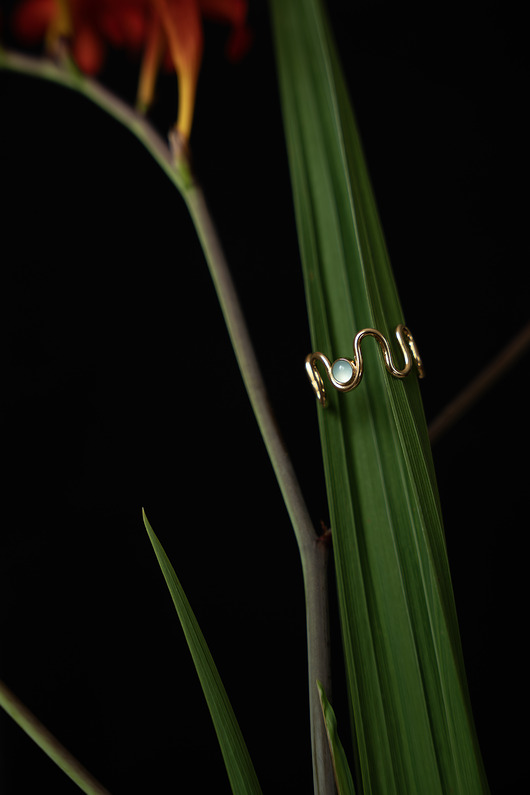 pierścionki złote Pierścionek LINIA No. 1 z agatem aqua