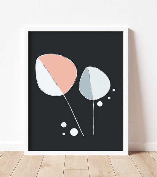 plakaty Plakat z motywami roslinnymi, antracytowy