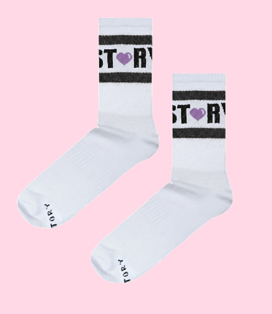 skarpetki damskie Skarpetki Froty Soxstory Fiolet Hearts On White