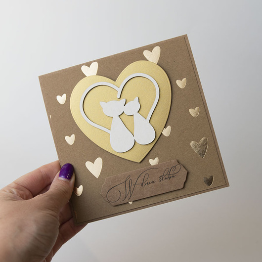 zaproszenia i kartki na ślub Kartka ślubna dla kociarzy miłośników kotów