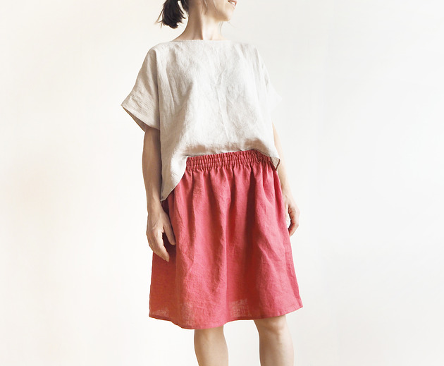 spódnice midi Lniana spódnica z  kieszeniami MEW