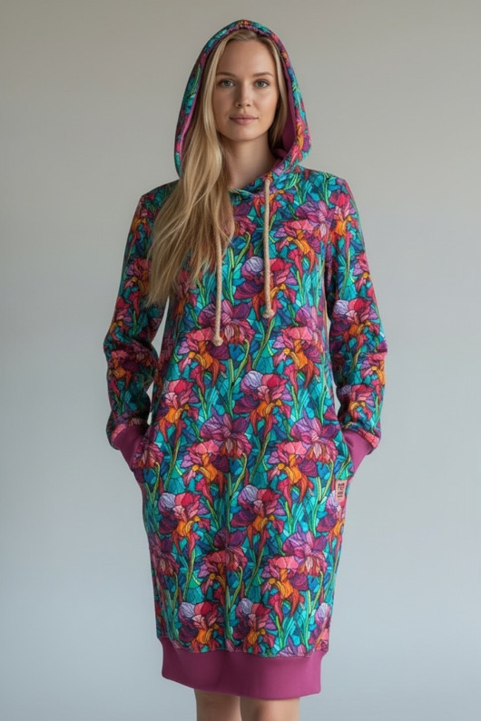 sukienki midi damskie Sukienka dresowa Dharana z witrażowym wzorem, rozmiar M