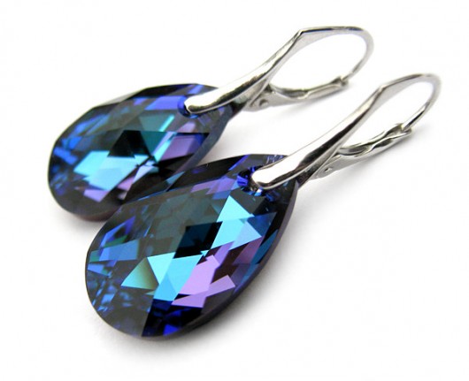 Srebrne kolczyki z kryszt. kryształ Swarovski - Seaside Marisella