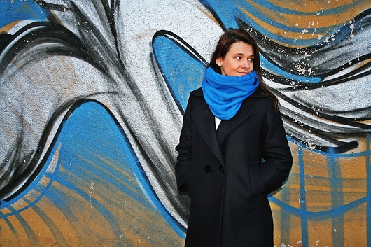 CHUSTA/SZALIK BUTTON SCARF UNISEX szara Button