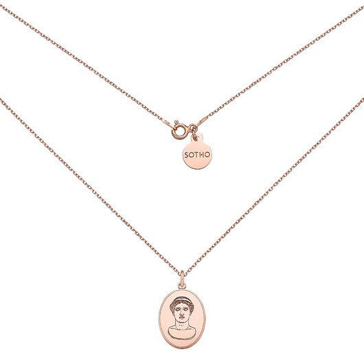 złote naszyjniki Medalion z różowego złota z boginią Herą