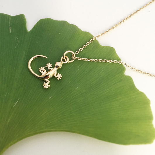 złote naszyjniki Naszyjnik z jaszczurką,  kameleon, jaszczurka