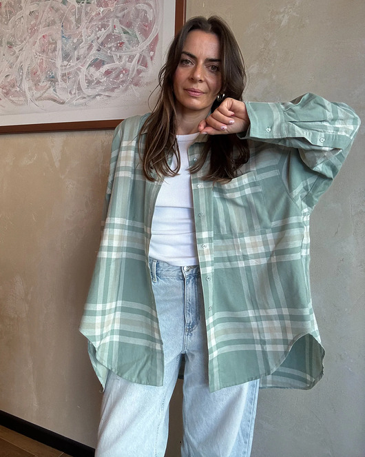 koszule damskie  Koszula Calm oversize mint krata