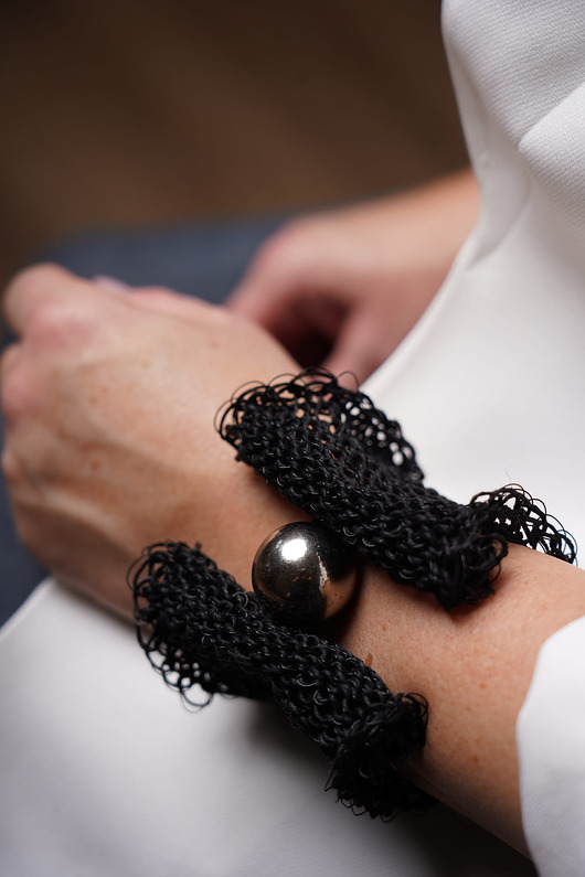 bransoletki z kamieni naturalnych Bransoletka ze sznurka lnianego na drutach