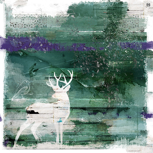 Jeleń na drewnie / 30 x 30 / CANVAS/ skandynawsk Brevka