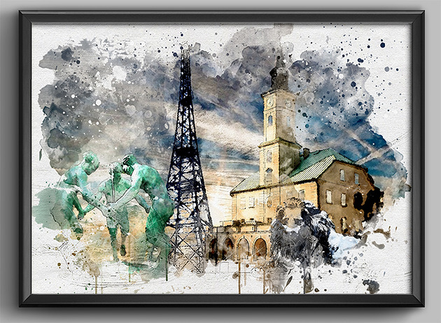 grafiki i ilustracje GLIWICE 50X70CM