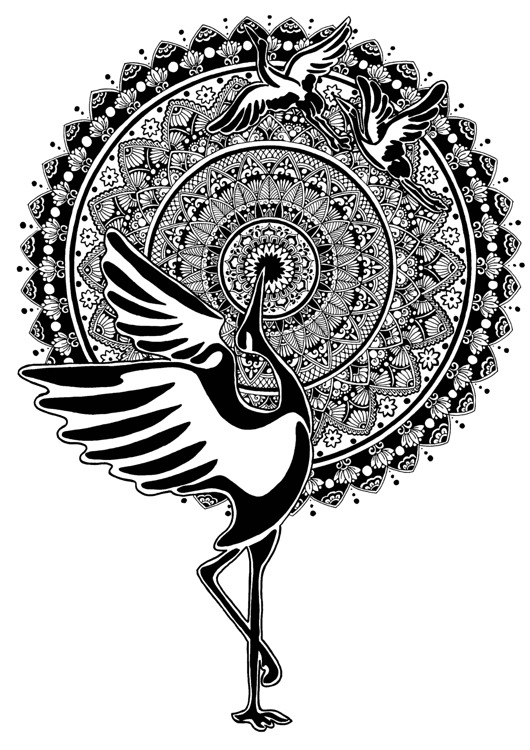 grafiki i ilustracje Mandala nr 24, Żurawie, reprodukcje