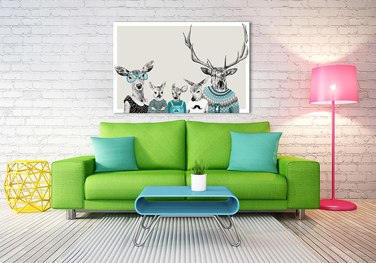 OBRAZ NA PŁÓTNIE - 120x80cm RODZINKA 2+3 NOWdeco